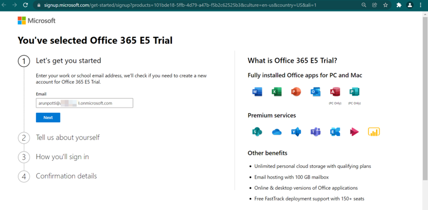 How to get Microsoft Office 365 E5 30 days Free trial Subscription